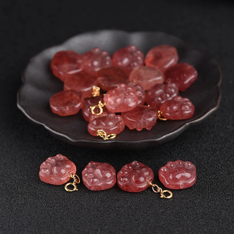 

Подвеска с изображением кошки и красной клубники для ног FPPJ, оптовая продажа бисера nature