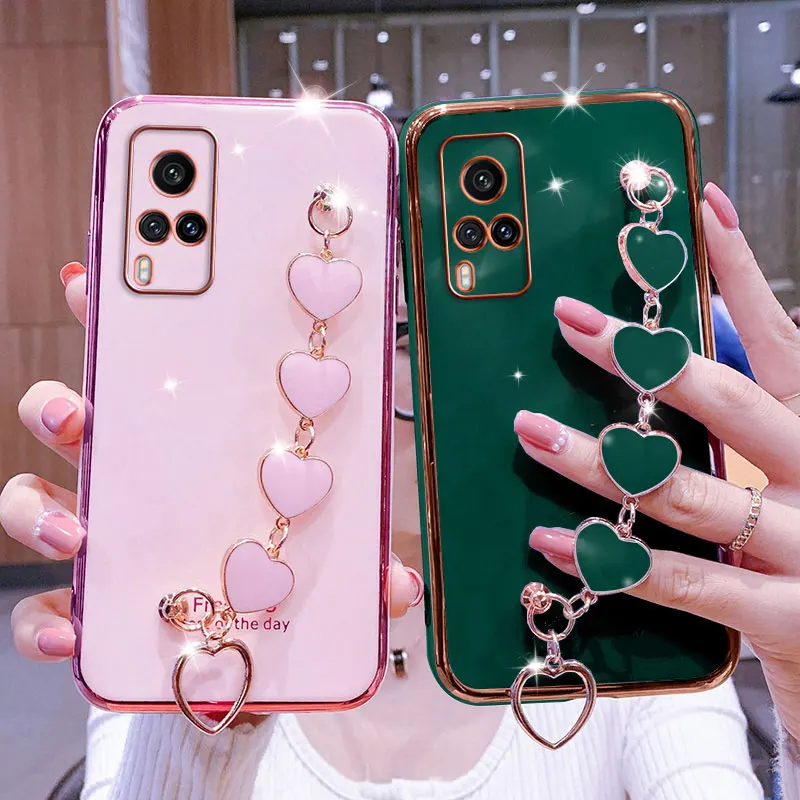 Силиконовый чехол с цепочкой для телефона Vivo Y51 2020 Y31 2021 Y 31 Y53S Y51A V21 V21E Y21 Y21S Y33S |