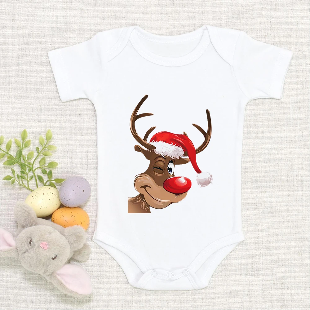 

High Quality Infant O-neck Mini Cotton Newborn Bodysuit Reindeer Baby Romper Merry Christmas Onesies