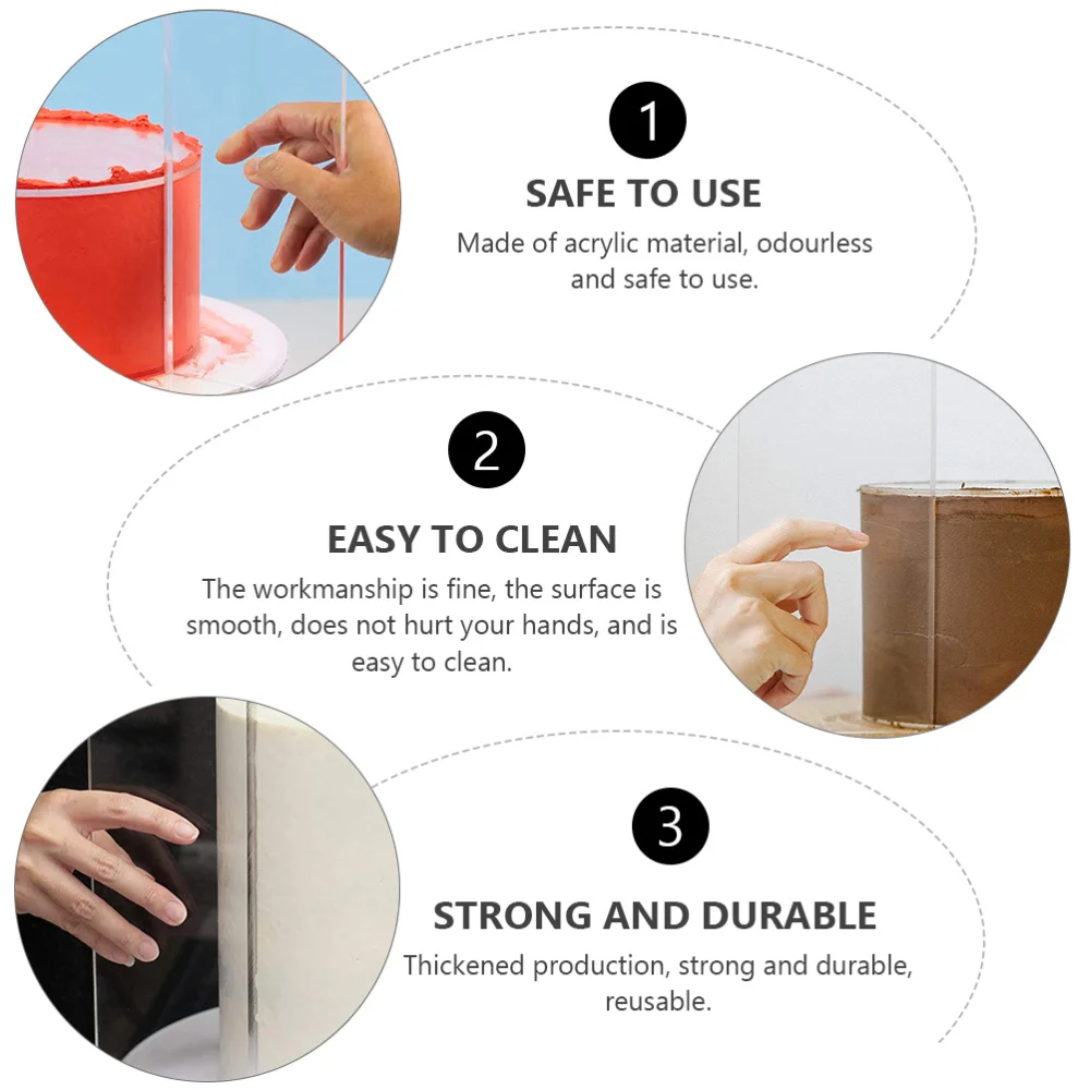 1Pc Scrapper Acrylic Rectangular Portable Transparent Cream Scraper Baking Tool Cake Scraper for Bakery Store Home