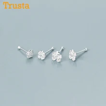 Trustdavis 925 однотонные ювелирные изделия из настоящего стерлингового серебра Роза серьги-гвоздики в форме цветка для носа для ногтей для Для женщин девушки дети подарок DA114