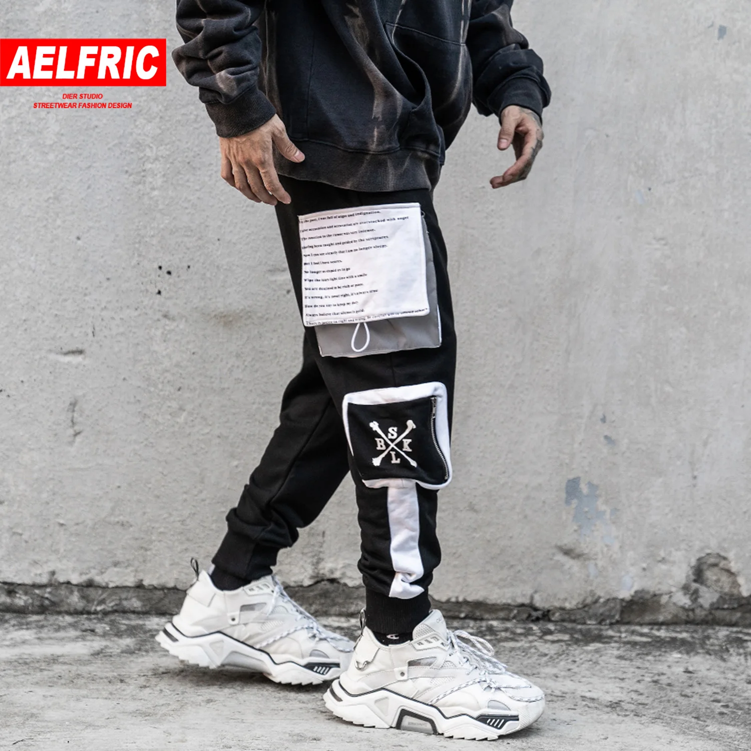 AELFRIC, хип-хоп, светоотражающие карманы, пэчворк, мужские брюки-карго, Харадзюку, брюки, Повседневная мода, уличная одежда, мужские джоггеры, спортивные штаны