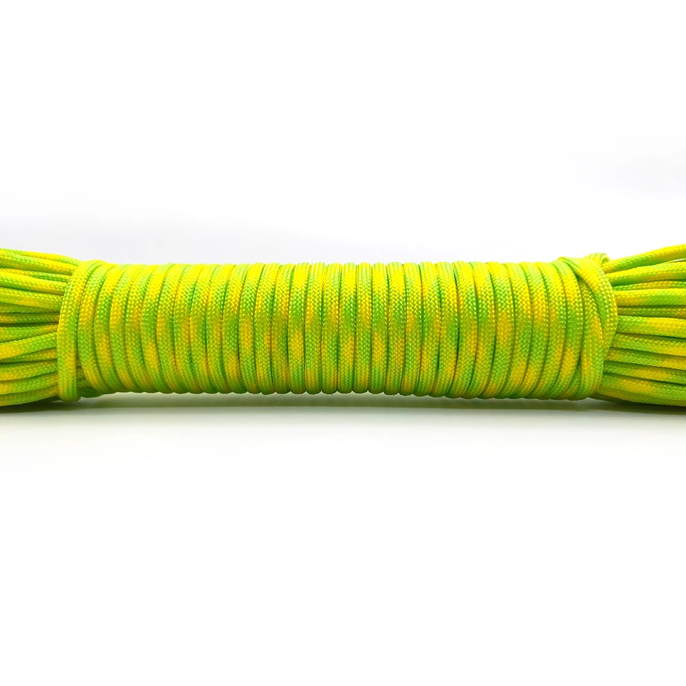 9 stand-GreenYellow Паракорд 550, парашютный шнур, шнур, веревочка, Mil, Тип III, 9 нитей, 100 футов, 31 м, оборудование для альпинизма, выживания, скалолазание - Цвет: 9 stand-GreenYellow