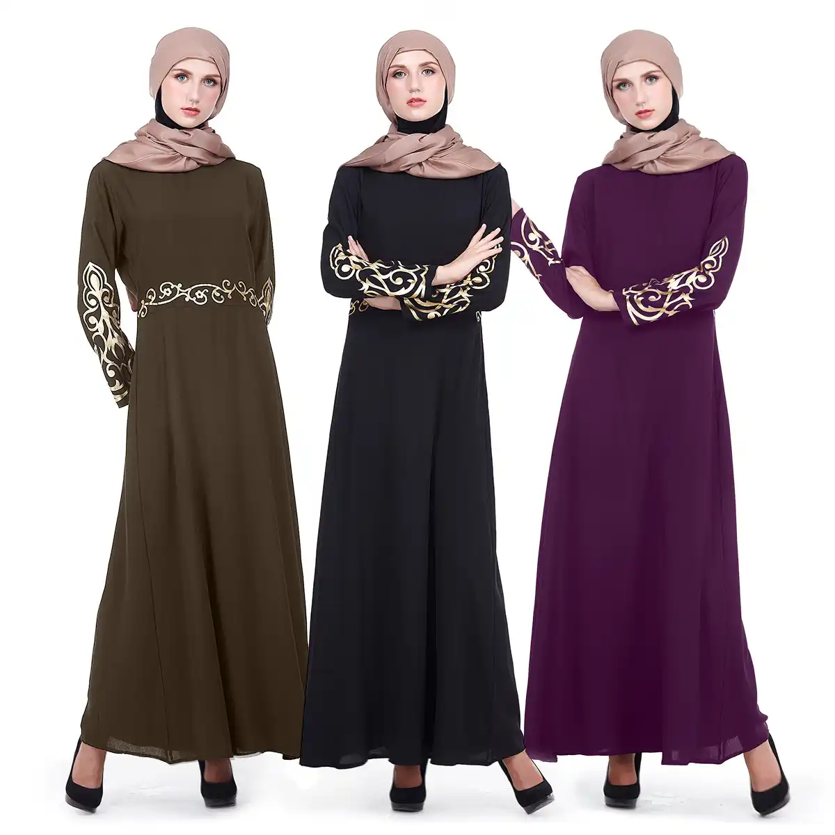2020 Bronzing Simple Long Dress Women Abaya Muslim Arab Dresses Evening Turkey Dubai Hijab Robe Moroccan Kaftan Arabic Clothing Aliexpress