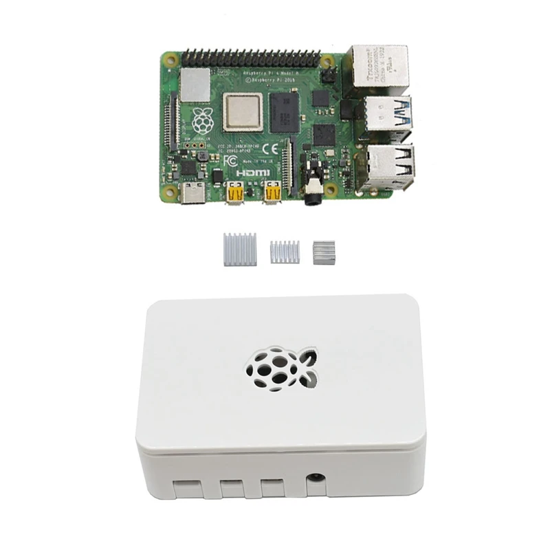 White Для Raspberry Pi 4 Модель B 4G ram ABS чехол с серебряными радиаторами Поддержка 2,4/5,0 ГГц wifi Bluetooth 5,0 для RPI 4 DIY Kit - Цвет: White