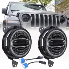 Для Jeep Wrangler JL 7 дюймов фара+ 9 дюймов черный Кронштейн Halo Круглый светодиодный фонарь с ДХО Монтажное кольцо высота/ближний свет