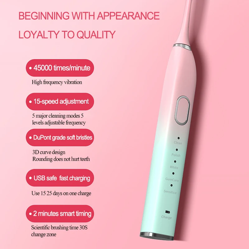 Electric toothbrush ultrasonic adult lovers rechargeable soft hair automatic toothbrush manufacturer wholesale OEM Electric toothbrush ultrasonic adult lovers rechargeable soft hair automatic toothbrush manufacturer wholesale OEM