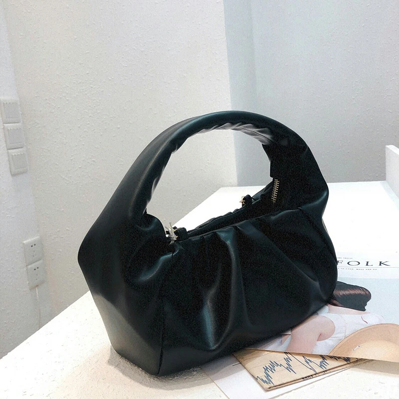 Женская морщинистая сумочка-Багет, женская сумка-мессенджер на плечо, роскошные дизайнерские вечерние мягкие кошельки, женская сумка