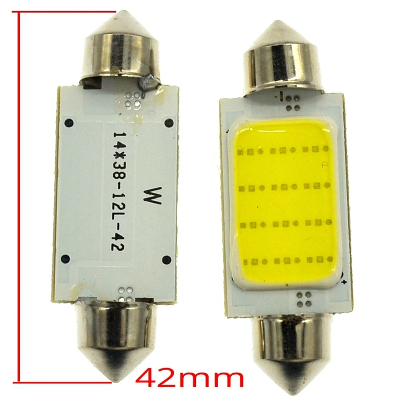 White 42mm Белый 12 Led Купол фестон свет Cob C5W C10W лампа 31 мм 36 мм 39 мм 42 мм Автомобильные светодиодные лампы лампа для чтения номерного знака двери резервная лампа - Испускаемый цвет: White 42mm