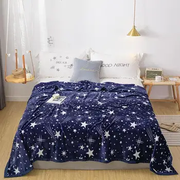 オンライン 明るい星冬厚いベッドカバー高密度マルチサイズスーパーソフト抗ピリングポータブルウェアラブルマルチ目的ブランケット