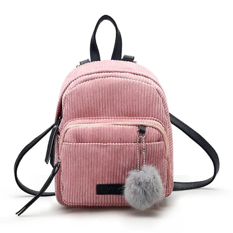 Womens Backpack Small Girls Mochilas Shoulder-Bag Fashion Student Casual Hairball Ladies