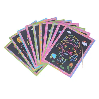 

5pcs Two-in-one Magic Color Art Paper Scratch Coloring Cards Scraping Drawing Toys for Children kids Small and Large size