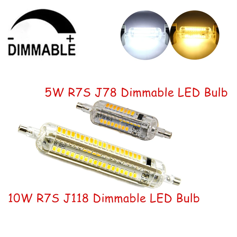 

R7S Base110V 220V Dimmable Double Ended LED T3 J Type J78 J118 LED Bulb 5W 10W 78mm 118mm Floodlight Halogen Bulb Replacement