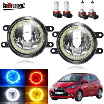 

Angel Eye Fog Light Assembly For Toyota Aygo (_B4_) 2014 2015 2016 2017 2018 Car Front Bumper Fog Light With Halo Ring DRL 12V