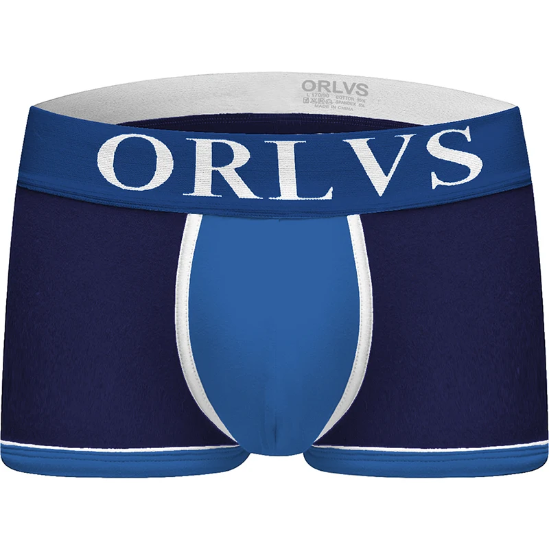 ORLVS Brand men boxer gay male underwear cueca tanga ropa interior hombre boxer homme calzoncillo boxer para hombre boxer short - Цвет: OR10-blue