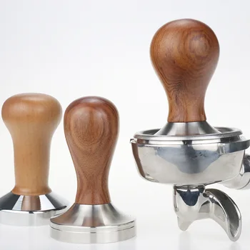 

Wooden Handle Coffee Tamper 51mm Flat Base 304 Stainless Steel Professional Barista Espresso Coffee Tamper Machine Tools