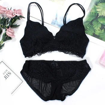 

Women Wire Free Bralette Sexy Lace Bra Set Female Bras and Panties Suit Push Up Lingeries