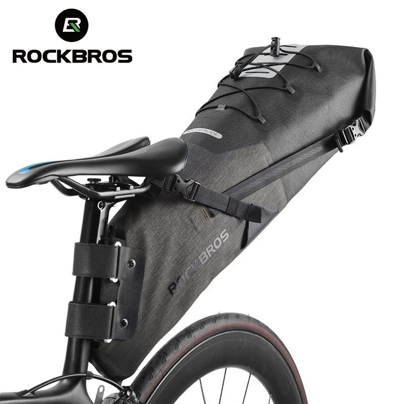 ROCKBROS 10L Водонепроницаемый велосипед седло мешок Светоотражающая большой Ёмкость складной хвост сзади сумка Велоспорт MTB Магистральные Паньер Черный