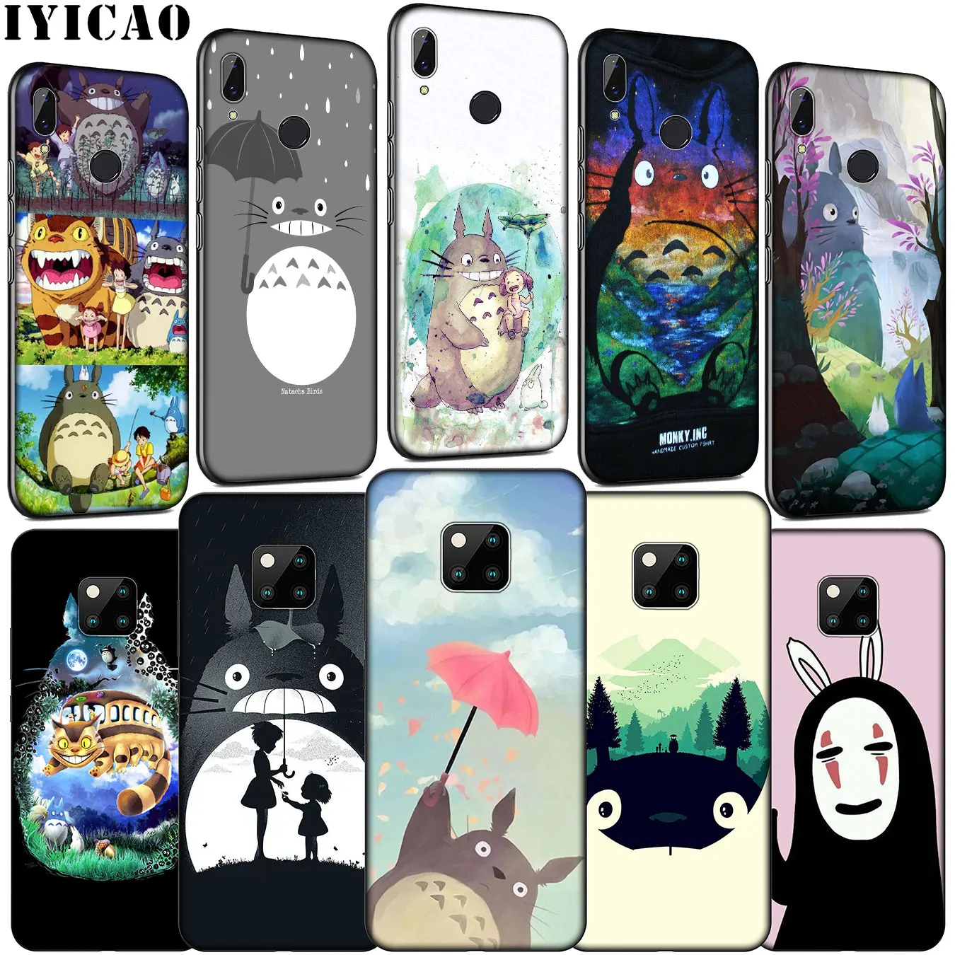 IYICAO My Neighbor Totoro Anime Soft Silicone Phone Case for Huawei Mate 30 20 10 Pro Nova 5i 4 3 3i 2i 2 Lite Black Cover |