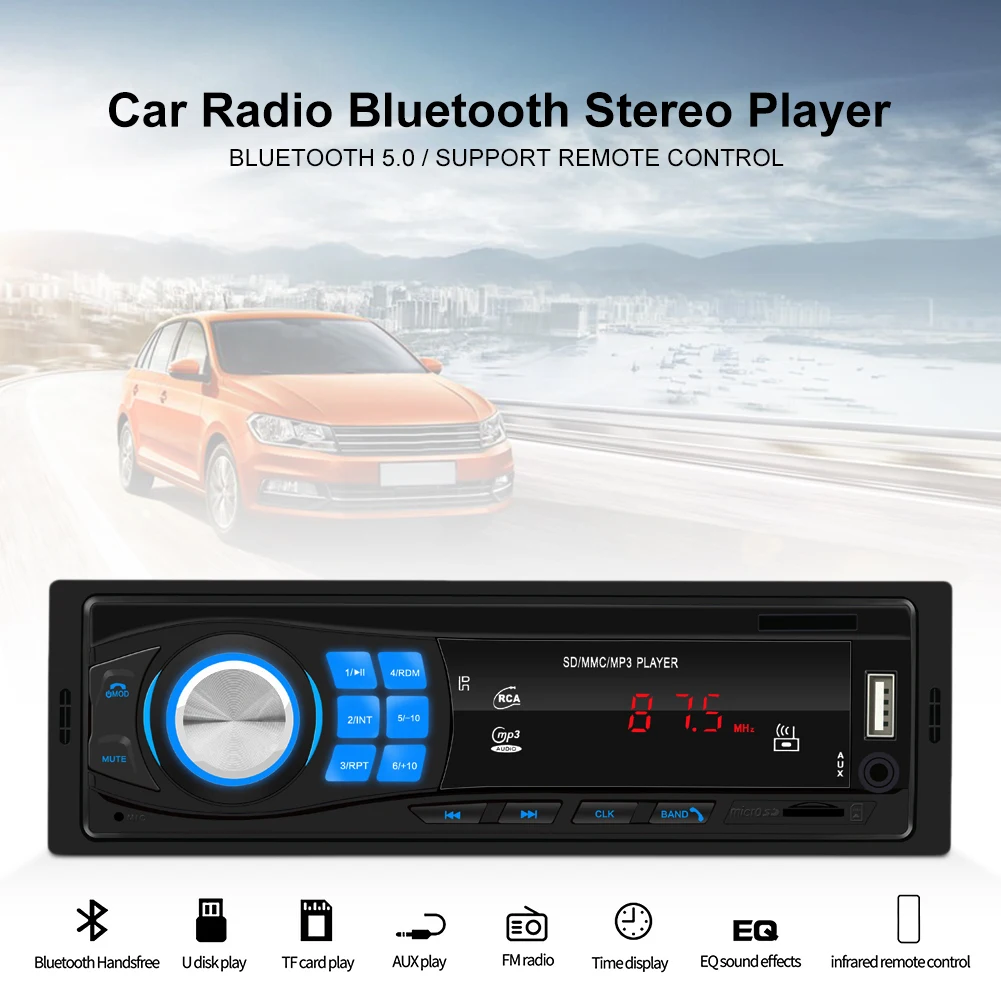 Автомагнитола 1 Din автомагнитола стерео FM радио Bluetooth стереоплеер с дистанционным