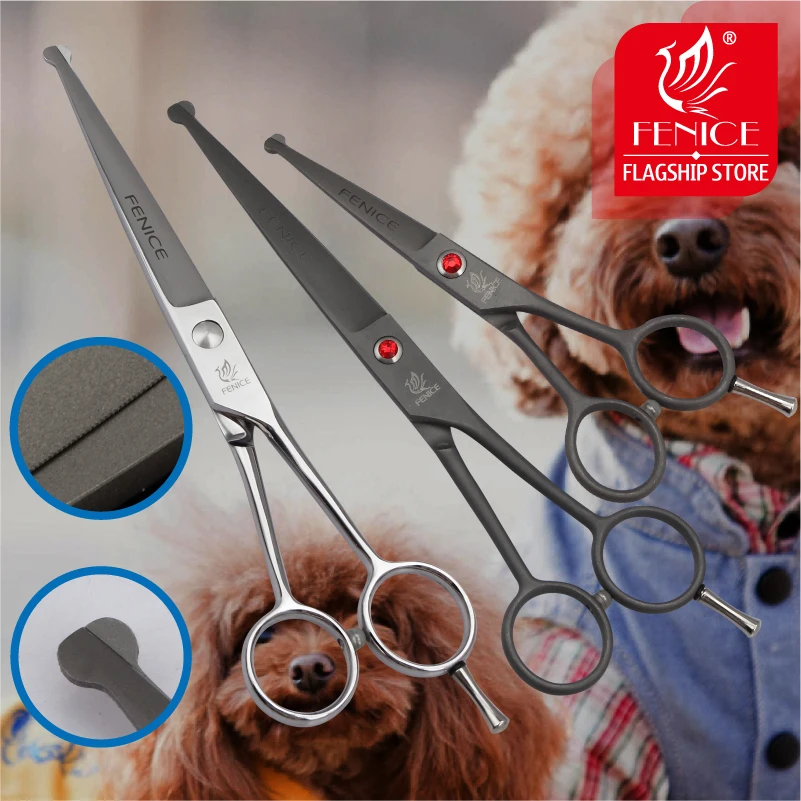 

Fenice 4.5/7 inch Safety Round Tip Pet Dog Cat Grooming Cutting Scissors Dogs Hair Cutting Shear for Eyes/Face/Foot/Nose