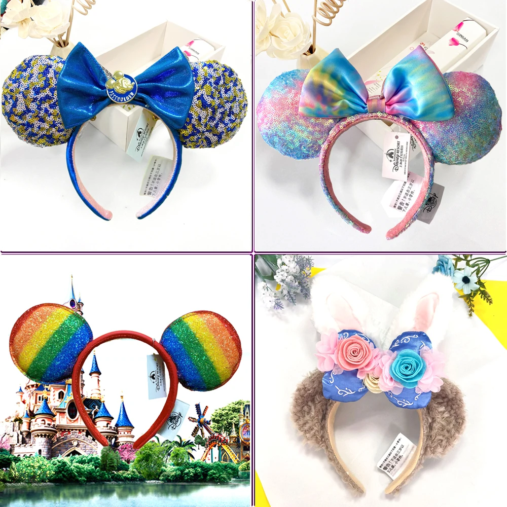 Rainbow Mickey Mouse Ear Headband Monkey King Hair Hoop Fish scale sequin mesh Ribbon Party Headwear Girl Toy Birthday Gift white drawstring lace mesh bags jewelry gifts packaging bag wedding party cosmetics biscuit candy chocolate bag pouches 10x14cm