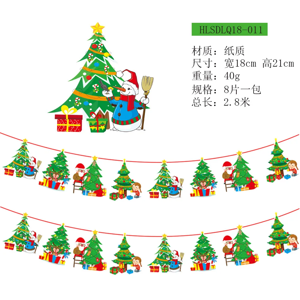 New Style Christmas Showcase Hotel Scene Decoration Flags Christmas Paper Hanging Flag