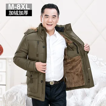 

Dad Winter Clothes Coat Middle Age Men Cotton-padded Jacket Plus Velvet Thicken Tender Winter Season Cotton-padded Jacket 40-50