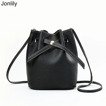 

Jonlily Women PU Leather Shoulderbag simple Drawstring Bags Female Fashion Messenger Crossbody Bag Teens Daybag Purse -KG311