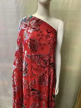 

High-end fashionable African latest Lace Fabric 2020 High Quality French Velvet Fabric tulle Lace fabric for red Wedding party