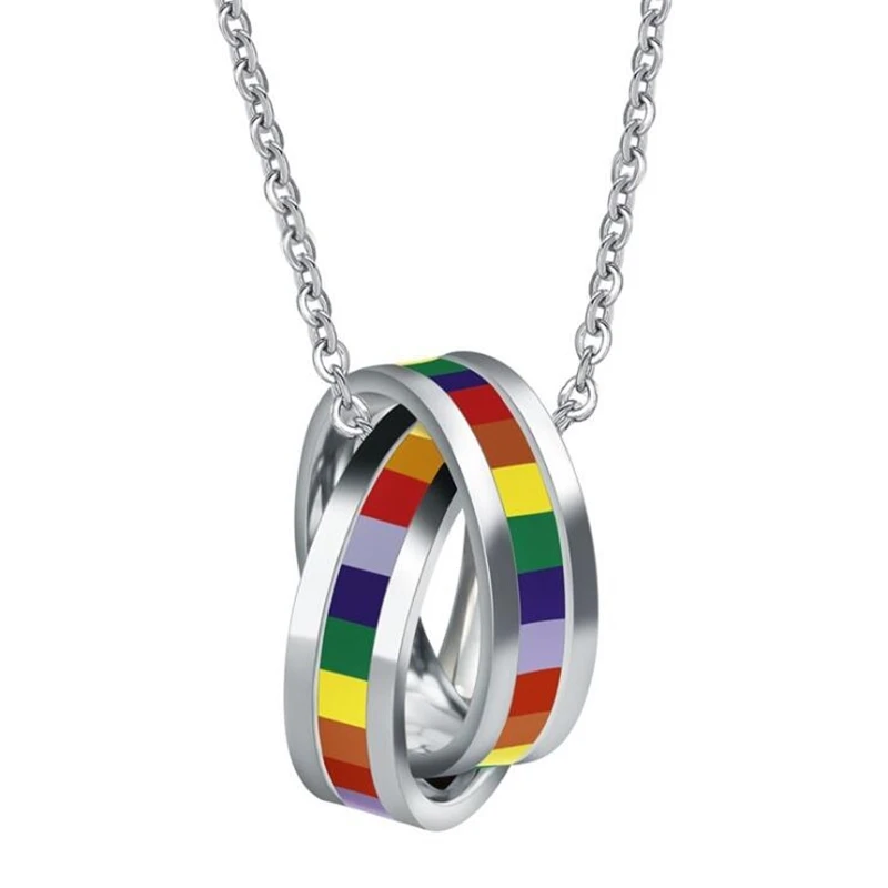 

ANL045, Stainless Steel Rainbow Stick Pendent Necklace Lesbian LGBT Pride Gay Pride Chain Choker Dog Tag Necklace Love Is Love