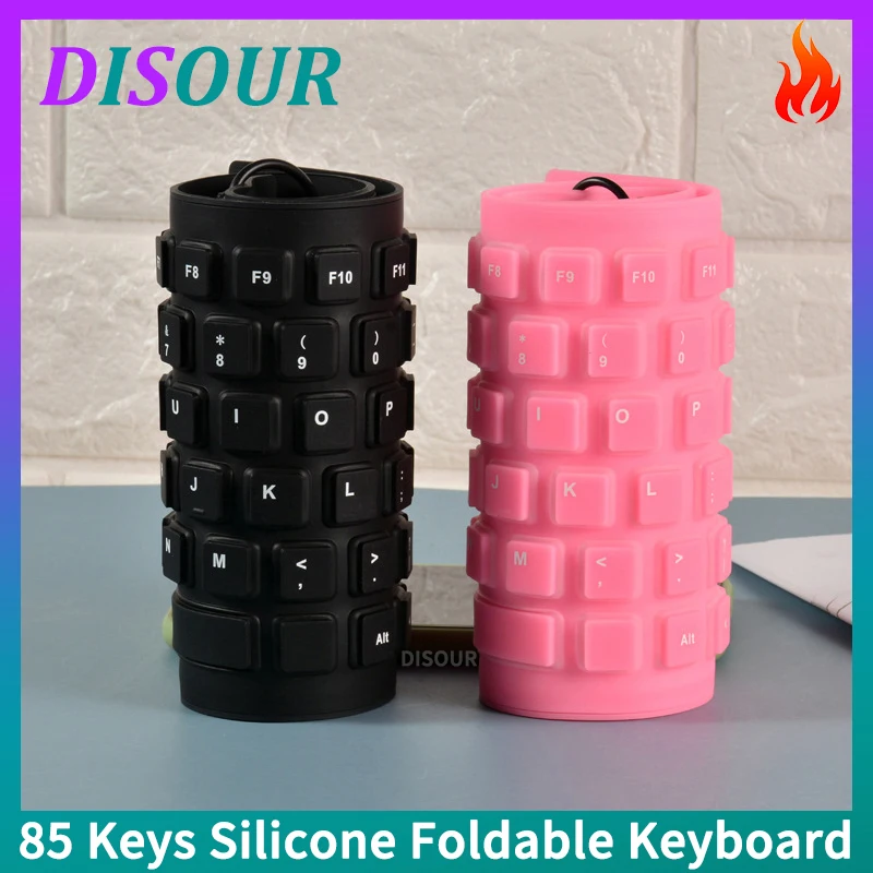Disour-teclado Dobrável de Silicone 85 Teclas Flexível Portátil Dobrável com Fio Mini Usb pc Notebook Tablet Laptop Jogos