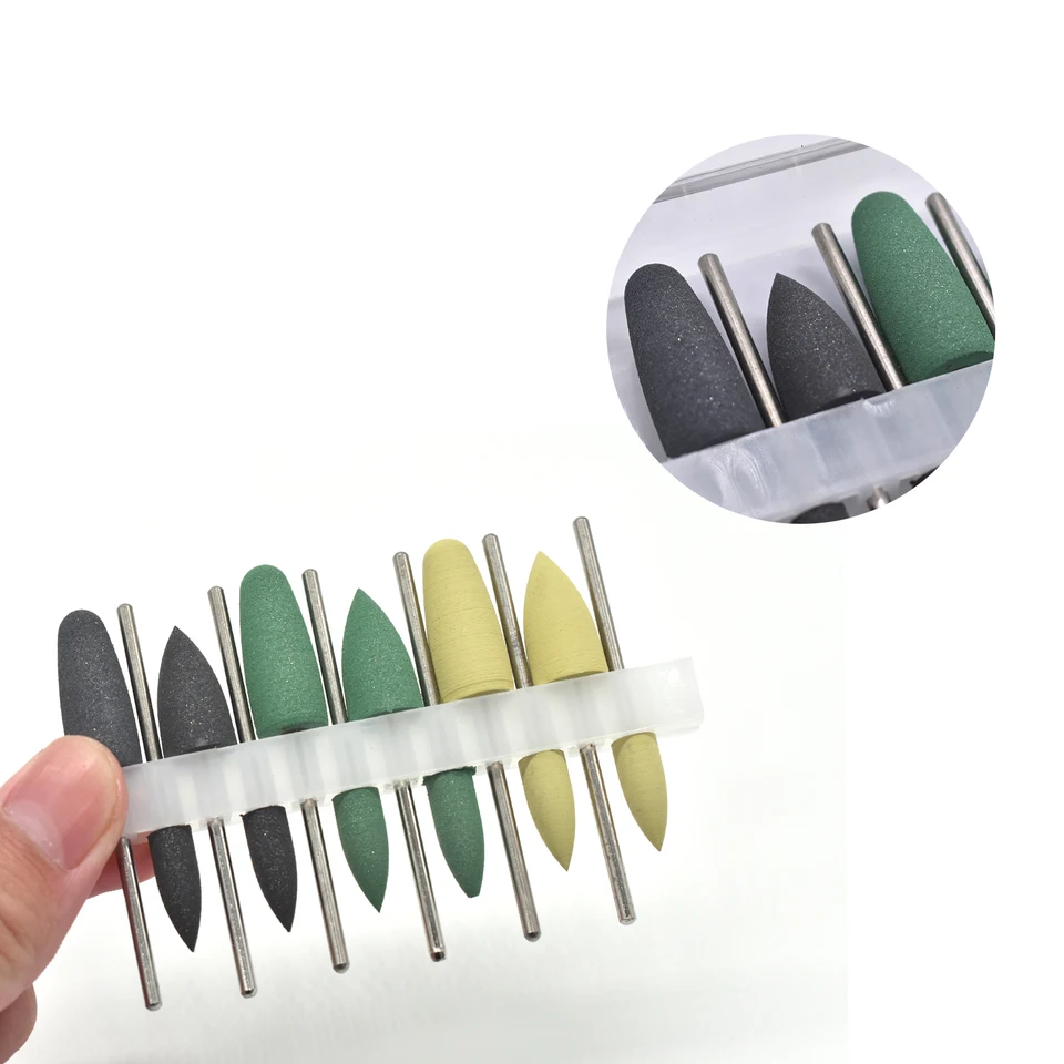 10 Frese Per Lucidatura Dentale In Silicone/Gomma Con Base Diamantata - Per Protesi E Restauri!