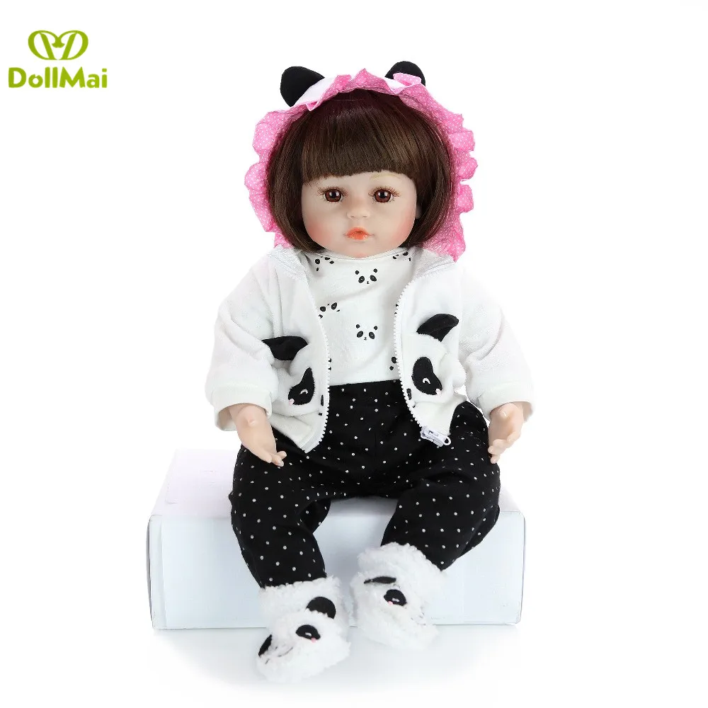 1" 48 см bebes Reborn куклы хлопок тело силиконовый винил Возрожденные куклы с одежда в виде панды Магнитная соска бутылка