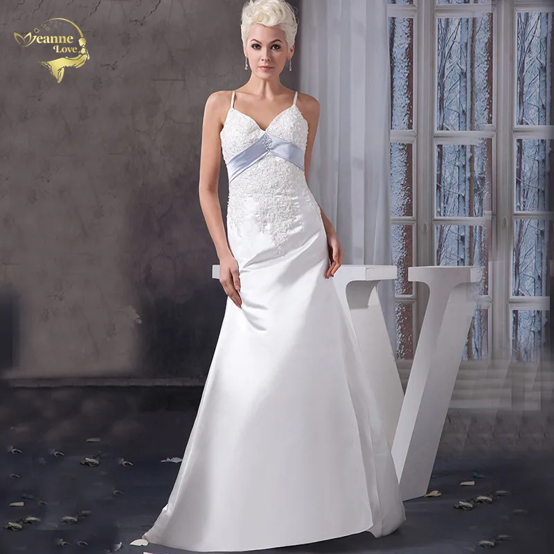

Vestidos De Novia 2019 Spaghetti Straps Vintage Wedding Dresses Satin Lace Princess Bridal Gowns Vestido De Festa Longo JL47