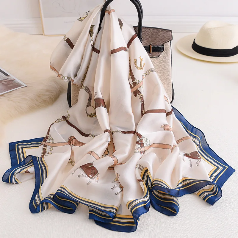 

Brand 2019 Summer Silk Scarf For Women Shawls And Wraps Large Size New Soft Pashmina Beach Stoles Foulard Lady Echarpe Hijabs