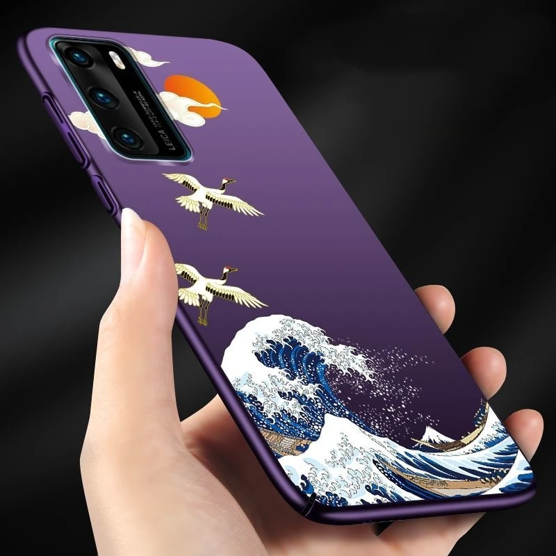 

Retro Art Oil Painting Case For Huawei Mate 20 30 Nova 4 P20 P30 P40 Pro The Great Wave of Kanagawa Silicone Cover classic Coque