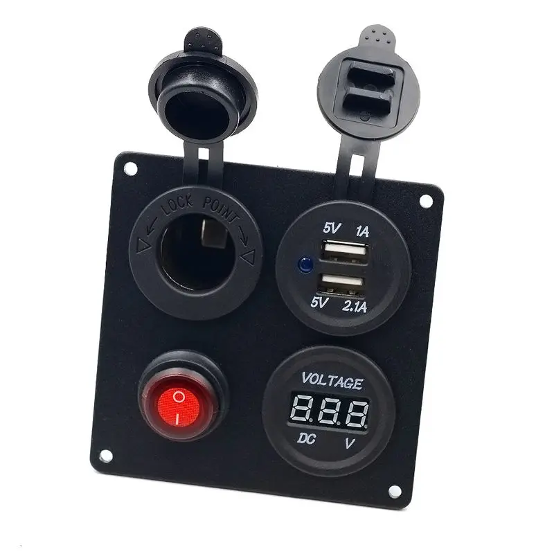AU Dual USB зарядное устройство+ Вольтметр+ 12 В розетка+ переключатель 4 отверстия Panarine автомобиль грузовик