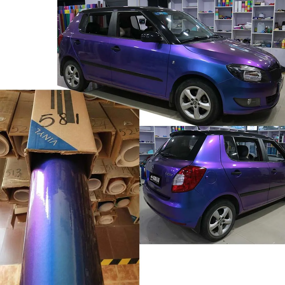 15x1 52 м High Gloss Хамелеон Блестящий Фиолетовый темно синий кузова автомобиля