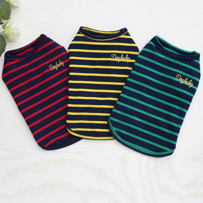 

Summer Pet Dog Clothes for Small Dog T-shirts Pup Sport Soccer Jersey Cat Striped Vest Outfit Spring Pet Coats Vests