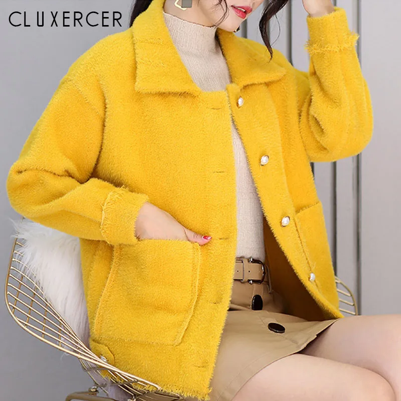 

Women Mink Cashmere Cardigan 2019 New Autumn Winter Women Knitted Cardigan Female Sweater Coat Jacket Ladies Outwear Coat
