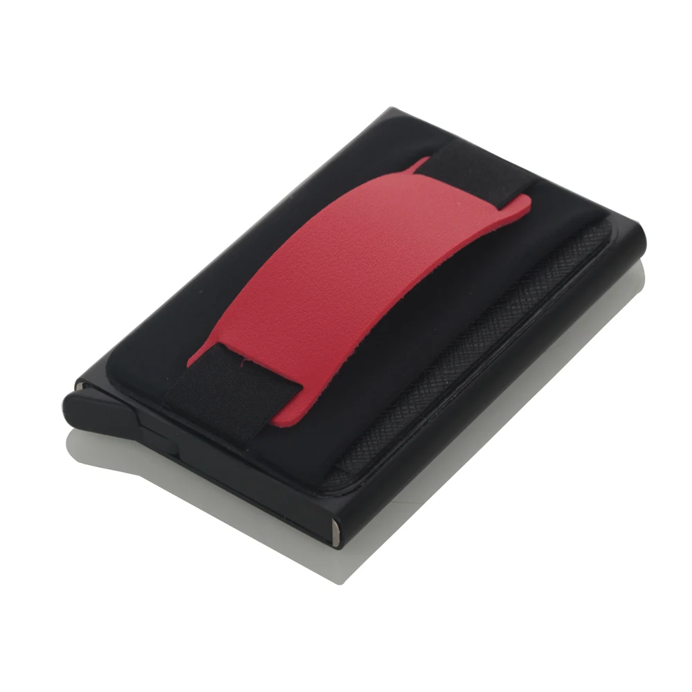 Cizicoco Алюминиевый футляр для карт с эластичной задней крышкой RFID Блокировка ID держатель кредитной карты автоматический всплывающий чехол для кредитных карт
