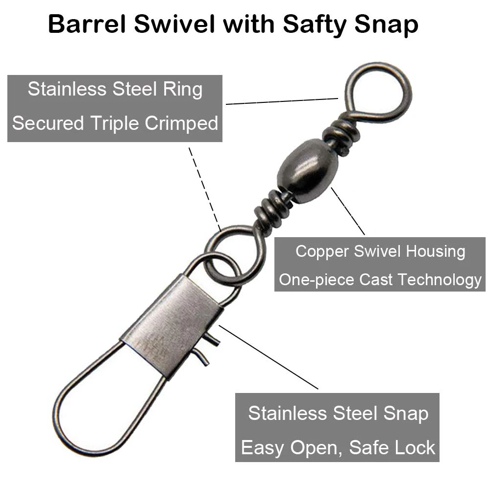 # 6 10 8 Qty 10 High Strength Barrel Snaps Fishing Swivels