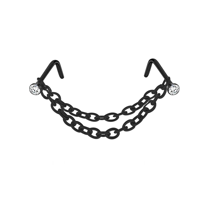 Steel Double Nose Piercing Chain Nose Chain for Woman Nostril Piercing Nose Stud Decoration Piercing Chain New