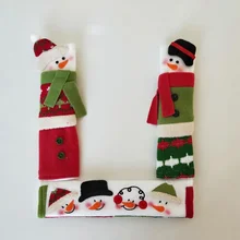 3PCS/Set Snowman Kitchen Appliance Handle Covers Christmas Decor Kitchen Tools Microwave Door Refrigerator Handle Sets