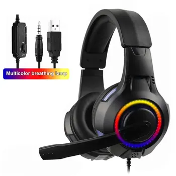 

LED Lights Adjustable ABS Stereo Sound Omnidirectional Gaming Headset Glaring Wired Portable Noise Reduction For Xbox One