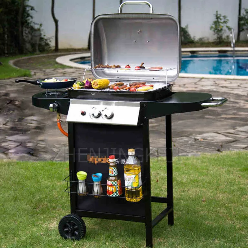 

Removable Stainless Steel Home Gas Barbecue Machine Non-Stick Cooking Dismountable Oil Collector Outdoor Courtyard Balcony Grill