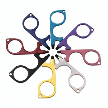 

EDC Door Opener Silicone Head Contactless Press Elevator Door Opener Portable Antimicrobial Touch Screen Buttons Keychain