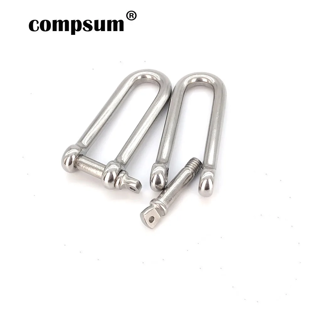 Stainless Steel Shackle T304 Long D shackle Stainless Steel Screw Pin D Shackle Paracord Bracelet Steel Buckle