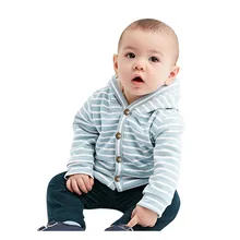 Одежда для малышей зимнее ветрозащитное пальто в полоску с капюшоном и длинными рукавами для мальчиков и девочек, верхняя одежда